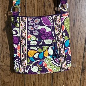 Vera Bradley Purple and Green Crossbody Bag with Quilted Fabric